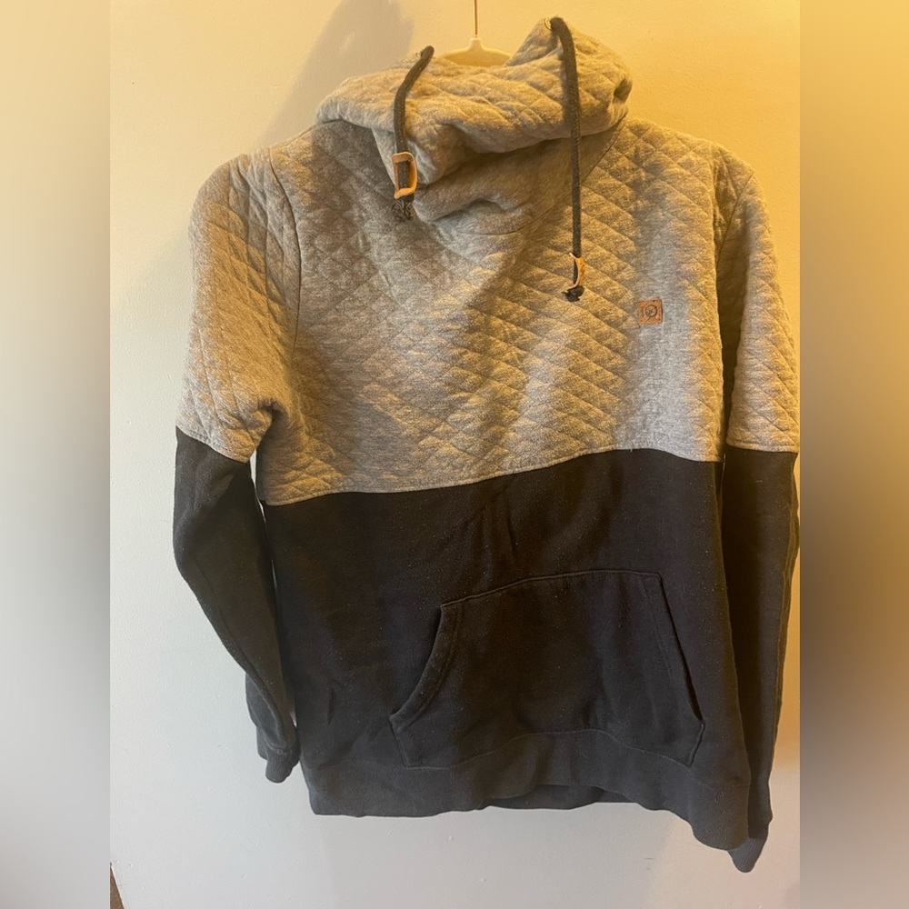 Gray and Black Quilted Men's Hoodie